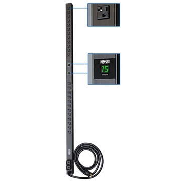 Picture of 2.9kW Single-Phase Metered PDU, 120V Outlets (24 5-15/20R), L5-30P, 10ft Cord, 0U Vertical