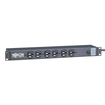 Picture of 1U Rack-Mount Network Server Power Strip, 120V, 15A, 6-Outlet (Front-Facing), 15-ft. Cord