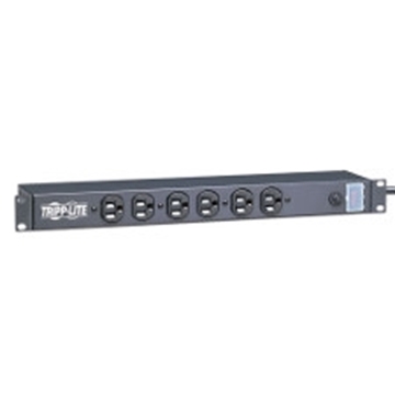 Picture of 1U Rack-Mount Power Strip, 120V, 15A, 5-15P, 12 Outlets (6 Front-Facing, 6-Rear-Facing), 15-ft. Cord