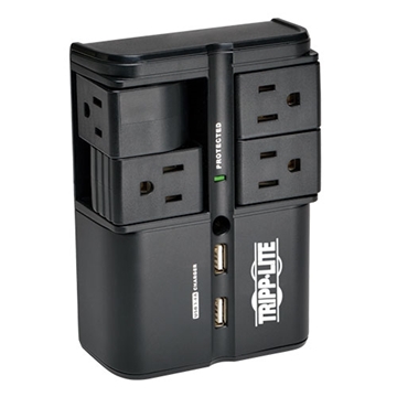 Picture of Protect It! Surge Protector with 4 Rotatable Outlets, Direct Plug-In, 1080 Joules, 3.4A USB Charger