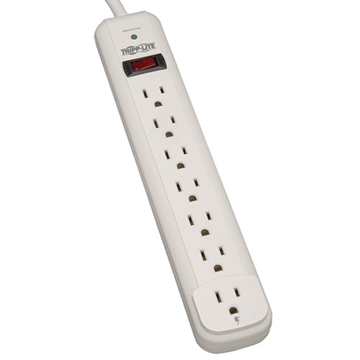 Picture of Protect It! 7-Outlet Surge Protector, 6 ft. Cord, 1080 Joules, Diagnostic LED, Light Gray Housing