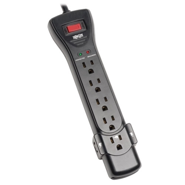 Picture of Protect It! 7-Outlet Surge Protector, 7 ft. Cord with Right-Angle Plug, 2160 Joules, Diagnostic LEDs, Black Housing