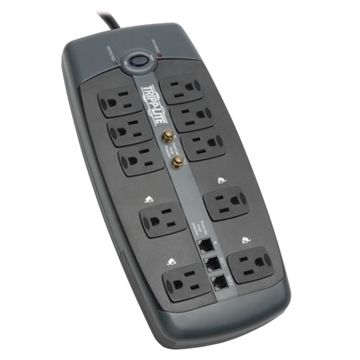 Picture of Protect It! 10-Outlet Surge Protector, 8-ft. Cord, 3345 Joules, Tel/Modem/Coaxial Protection