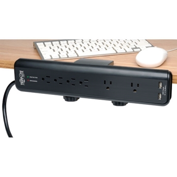 Picture of Protect It! 6-Outlet Clamp-Mount Surge Protector, 6-ft. Cord, 2100 Joules, 2 x USB Charging ports (2.1A total)