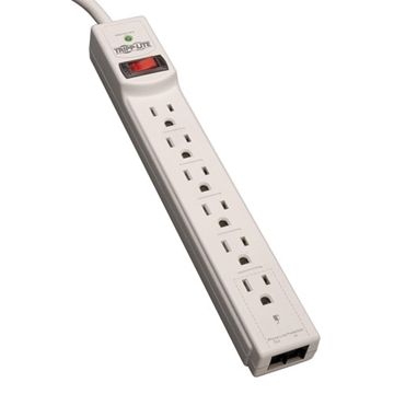 Picture of Protect It! 6-Outlet Surge Protector, 8-ft. Cord, 990 Joules, Tel/Modem Protection, Gray Housing