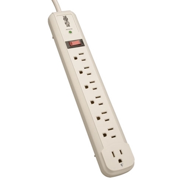 Picture of Protect It! 7-Outlet Surge Protector 4-ft. Cord, 1080 Joules, 1 Diagnostic LED, Light Gray Housing