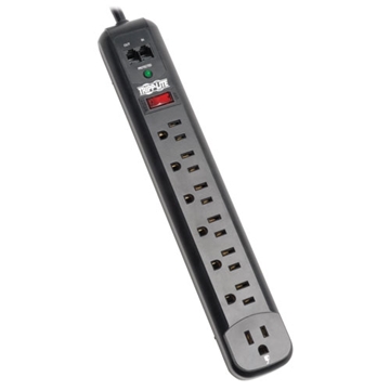 Picture of Protect It! 7-Outlet Surge Protector, 6-ft. Cord, 1080 Joules, Modem/Fax Protection, Black Housing