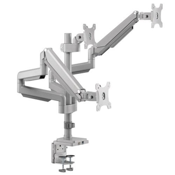 Picture of Triple-Display Flex-Arm Desktop Clamp for 17 to 30" Flat-Screen Displays - USB and Audio Ports, Aluminum