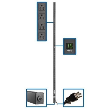 Picture of 1.44kW 120V Single-Phase Metered PDU - 36 NEMA 5-15R Outlets, 5-15P Input, 15 ft Cord, 72 in 0U Rack