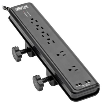 Picture of Safe-IT 6-Outlet Surge Protector - 2 USB Ports, 8 ft. Cord, 5-15P Plug, 2100 Joules, Antimicrobial Protection, Black