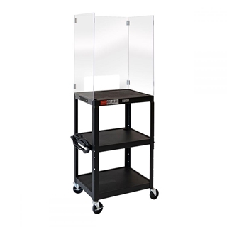 Picture of Adjustable-Height Steel Media Cart with Acrylic Sneeze Guard