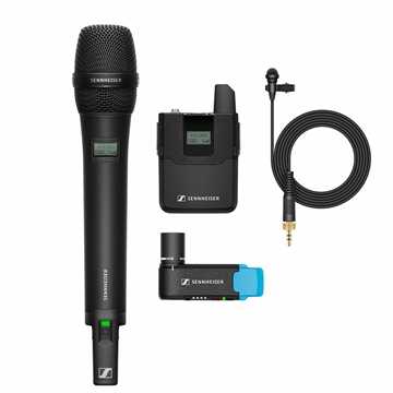 Picture of Wireless Vocal Set, Includes (1) EKP AVX Receiver, (1) SK AVX Bodypack Transmitter, (1) ME 2 Clip-on Microphone (Omnidirectional, Condenser), (1) SKM AVX Handheld Transmitter with MMD 835 Capsule (Cardioid, Dynamic), (1) BA 10 Rechargeable Battery, (1) BA