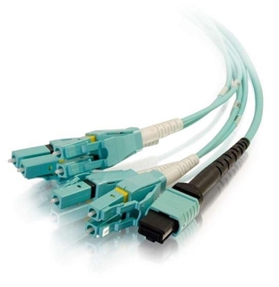 Picture of 9.8ft (3m) MTP&#174; Compatible MPO to 4 Duplex Fiber Breakout Cable OM3 riser Rated (TAA Compliant) (OFNR)