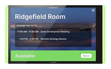 Picture of 10.1 in. Room Scheduling Touch Screen for Zoom Rooms® Software, Black Smooth, includes one TSW-1070-LB-B-S light bar and one TSW-770/1070-MSMK-ANG-B-S multisurface mount kit