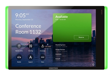 Picture of 7" Room Scheduling Touch Screen for Microsoft Teams® Software, Black Smooth, includes one TSW-770-LB-B-S light bar and one TSW-770/1070-MSMK-ANG-B-S multisurface mount kit